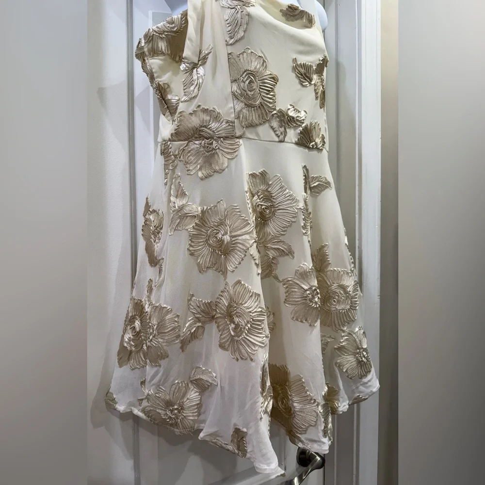 🆕🆕 Lulus Truly Inspiring Ivory Mesh Floral Mini Dress Size XL Prom Wedding Party